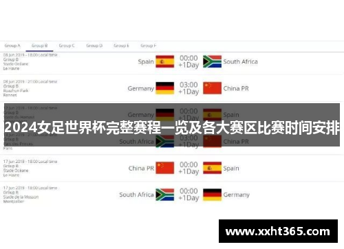 2024女足世界杯完整赛程一览及各大赛区比赛时间安排